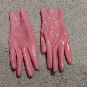 Pink latex small wrist gloves